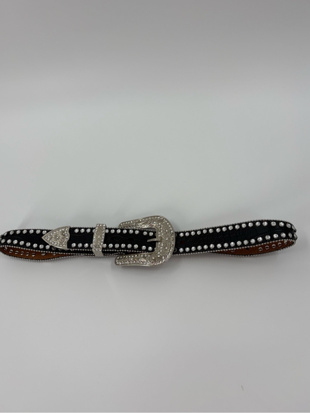 Blazin Roxx Black Croc Cross Rhinestone Western Belt Cowgirl Medium NWOT - Picture 10 of 14